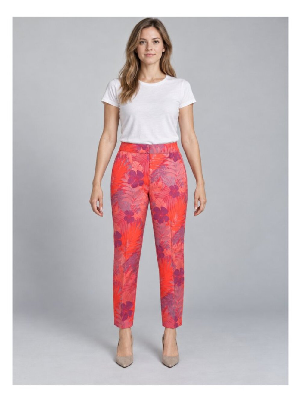 J.Crew Collection Neon Tropical Floral Jacquard Ankle Pants Womens 2 A6413